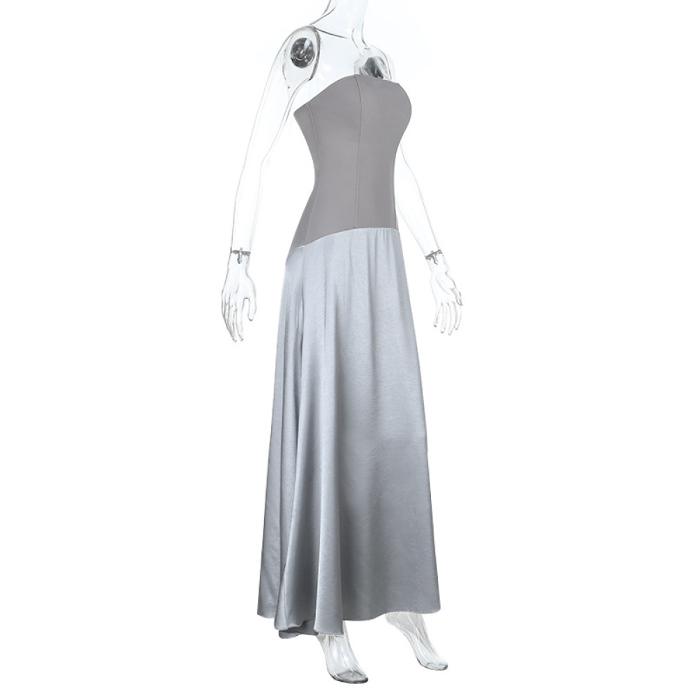 Strapless Satin Long Evening Gown 