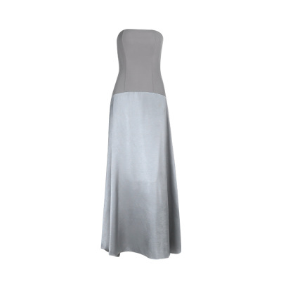 Strapless Satin Long Evening Gown  01