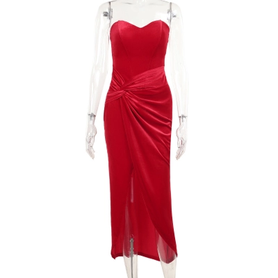 Strapless Velvet Mermaid Evening Gown with Boning 02