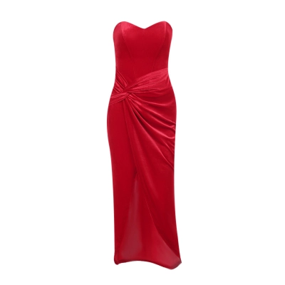 Strapless Velvet Mermaid Evening Gown with Boning 01