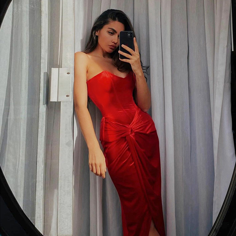 Strapless Velvet Mermaid Evening Gown with Boning