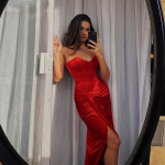 Strapless Velvet Mermaid Evening Gown with Boning