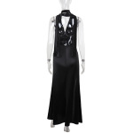 Deep V Halter Backless Satin Dress