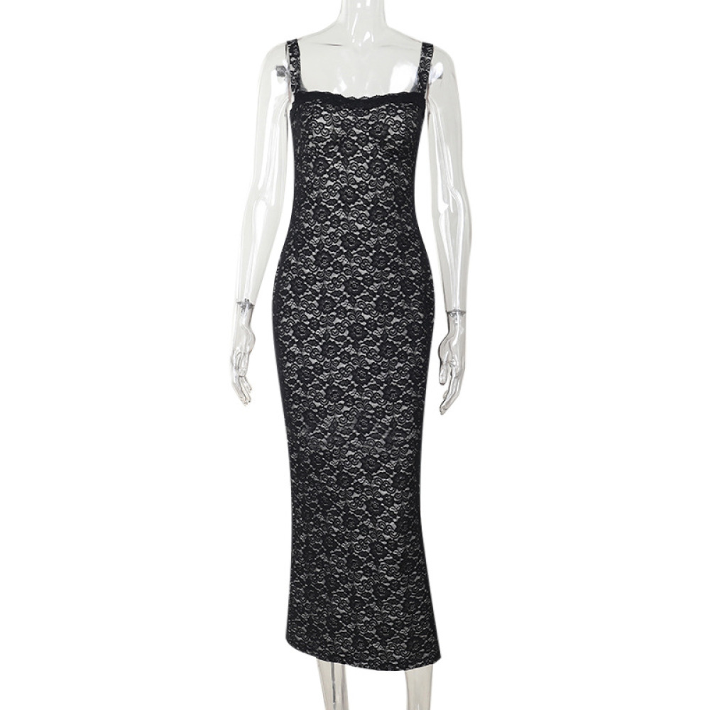 Feminine Sheer Long Sleeve Elegant Lace Bodycon Dress 
