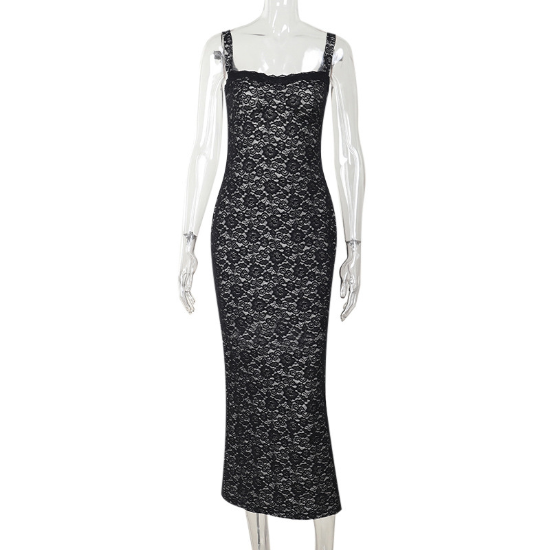 Feminine Sheer Long Sleeve Elegant Lace Bodycon Dress 