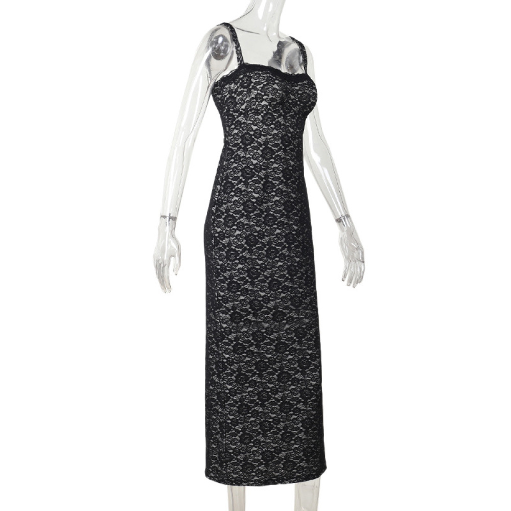 Feminine Sheer Long Sleeve Elegant Lace Bodycon Dress 