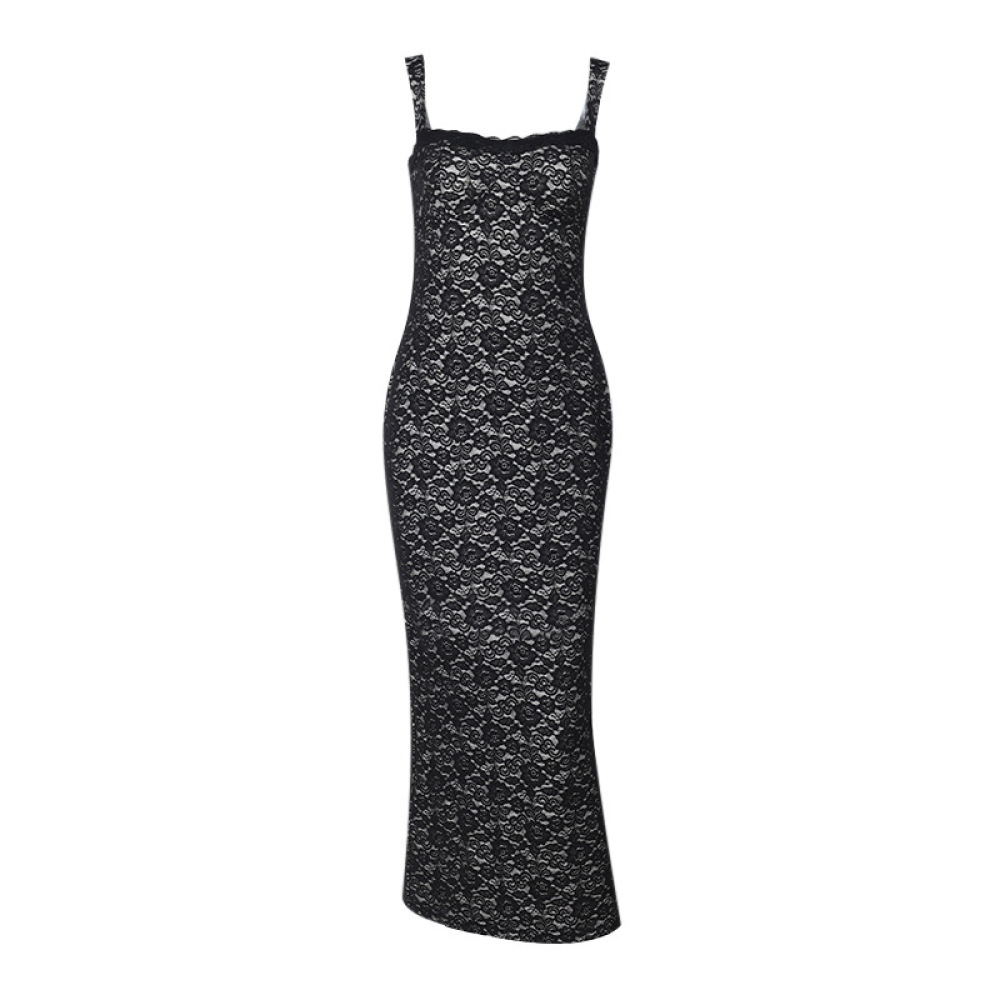 Feminine Sheer Long Sleeve Elegant Lace Bodycon Dress 