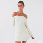 Off-the-Shoulder Bodycon Dress with Flap Detail