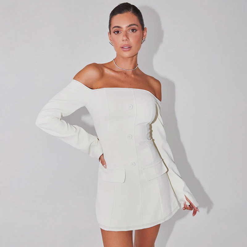 Off-the-Shoulder Bodycon Dress with Flap Detail
