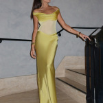 Off-the-Shoulder Satin & Tulle Gown – Elegant Sheer Panel Evening Dress