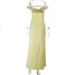 Off-the-Shoulder Satin & Tulle Gown – Elegant Sheer Panel Evening Dress