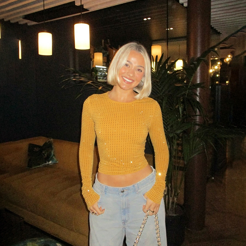 Rhinestone Sparkle Long Sleeve Top