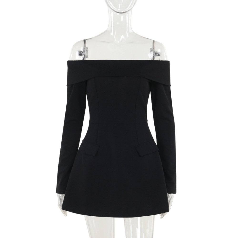 Sexy Bodycon Cocktail Dress with Flared Skirt Off-the-Shoulder A-Line Mini Dress 