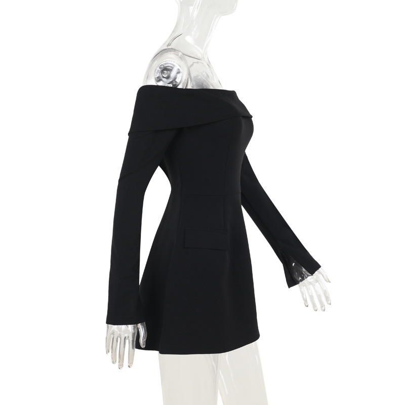 Sexy Bodycon Cocktail Dress with Flared Skirt Off-the-Shoulder A-Line Mini Dress 