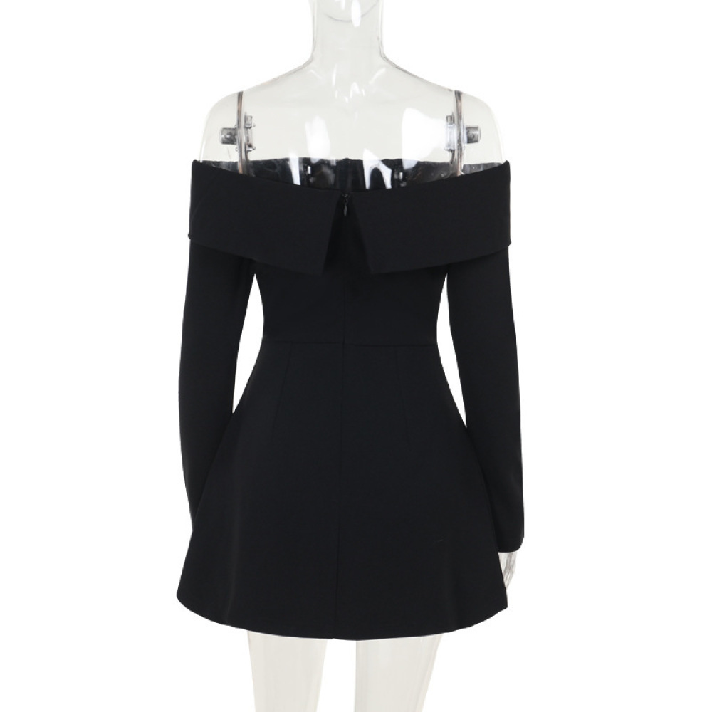 Sexy Bodycon Cocktail Dress with Flared Skirt Off-the-Shoulder A-Line Mini Dress 