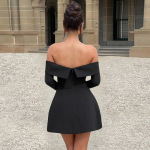 Sexy Bodycon Cocktail Dress with Flared Skirt Off-the-Shoulder A-Line Mini Dress 