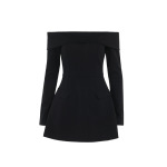 Sexy Bodycon Cocktail Dress with Flared Skirt Off-the-Shoulder A-Line Mini Dress 