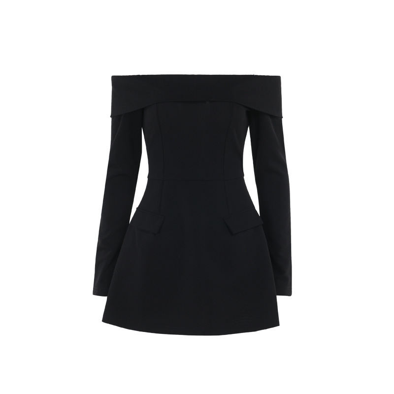 Sexy Bodycon Cocktail Dress with Flared Skirt Off-the-Shoulder A-Line Mini Dress 