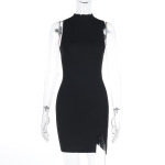 Sophisticated Bodycon Gown with Elegant Slit Slip Dress 