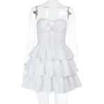 Strapless Cutout Ruffled White Cake Dress