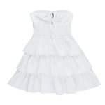 Strapless Cutout Ruffled White Cake Dress