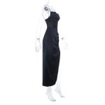 Sexy Thin Strap Bodycon Gown Satin Slip Dress with High Slit 