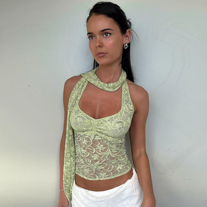 Lace Choker Halter Sexy Boho Beach Crop Top