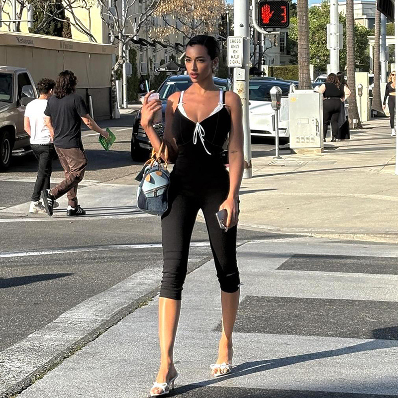 Summer Fashion Workout Yoga Jumpsuit Colorblock Tank Romper