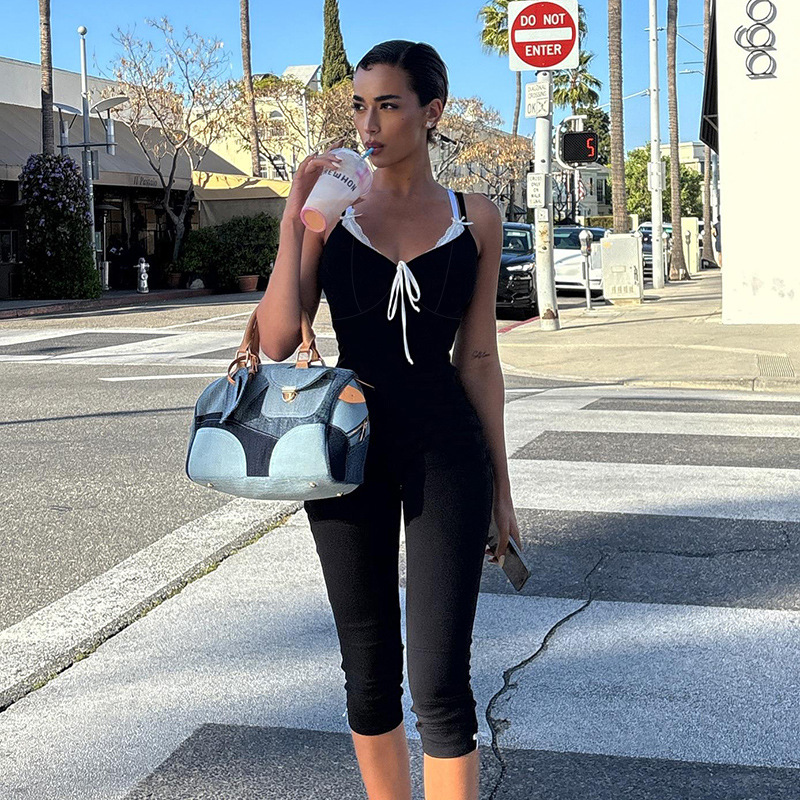 Summer Fashion Workout Yoga Jumpsuit Colorblock Tank Romper