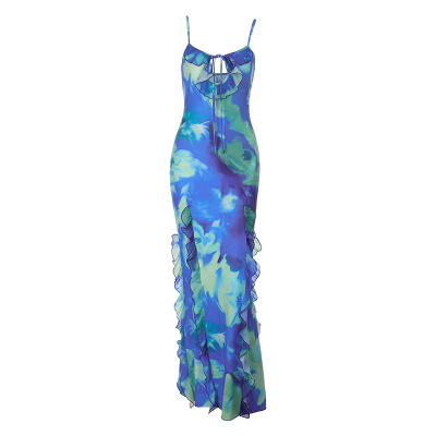 Sexy Hot Girl Thin Strap Ruffled Bodycon Dress  01