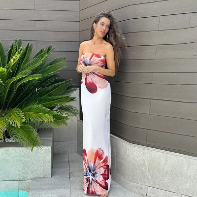  Fitted Bodycon Floral Tube Midi  Dress  02