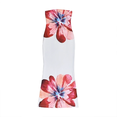  Fitted Bodycon Floral Tube Midi  Dress  01