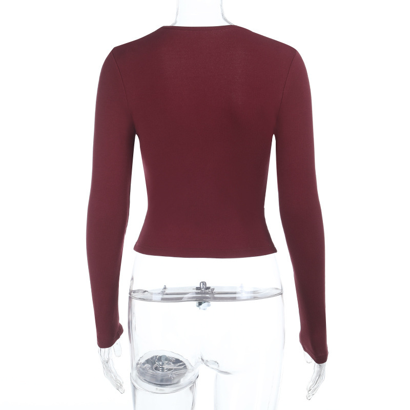 Square Neck Long Sleeve Top – Slim Fit Fitted T-Shirt