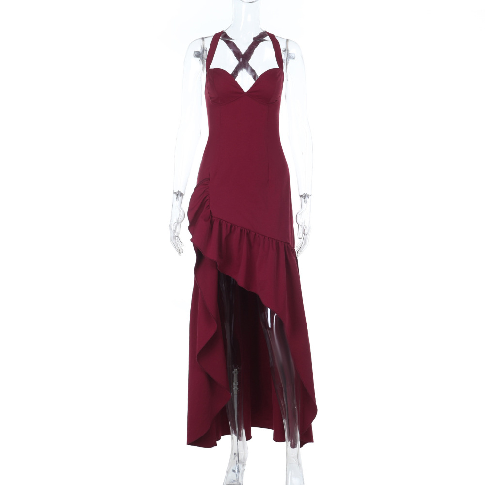 Elegant Bodycon Halter Backless Evening Dress