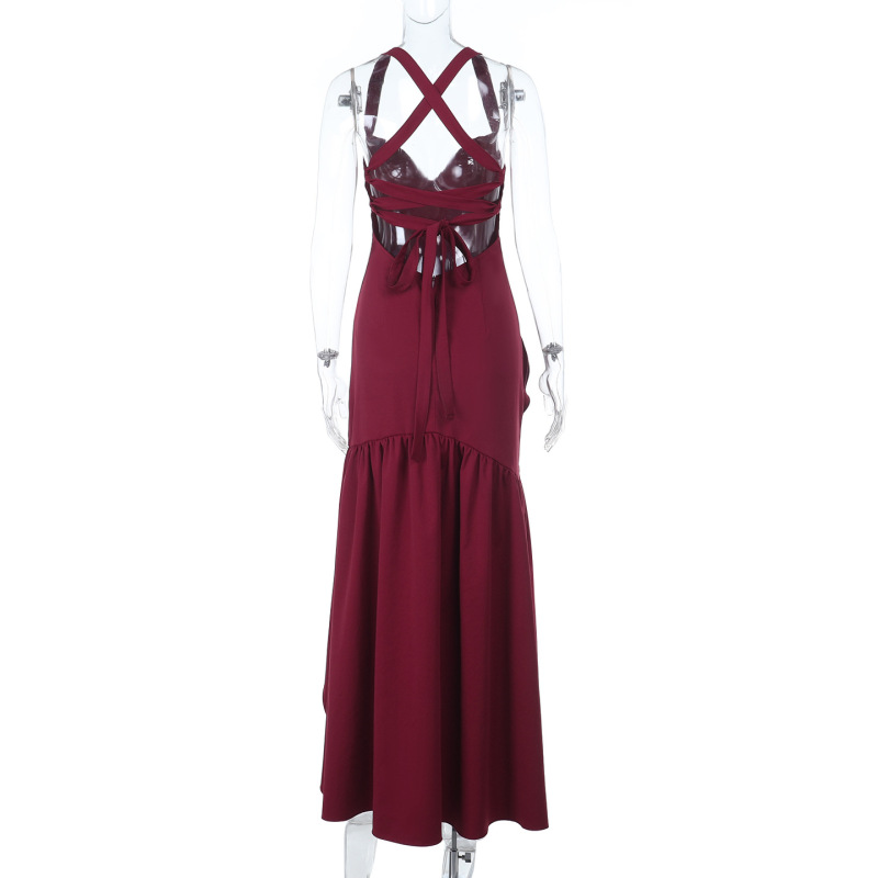 Elegant Bodycon Halter Backless Evening Dress