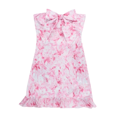 Floral Print Strapless Bow Tie Dress 01