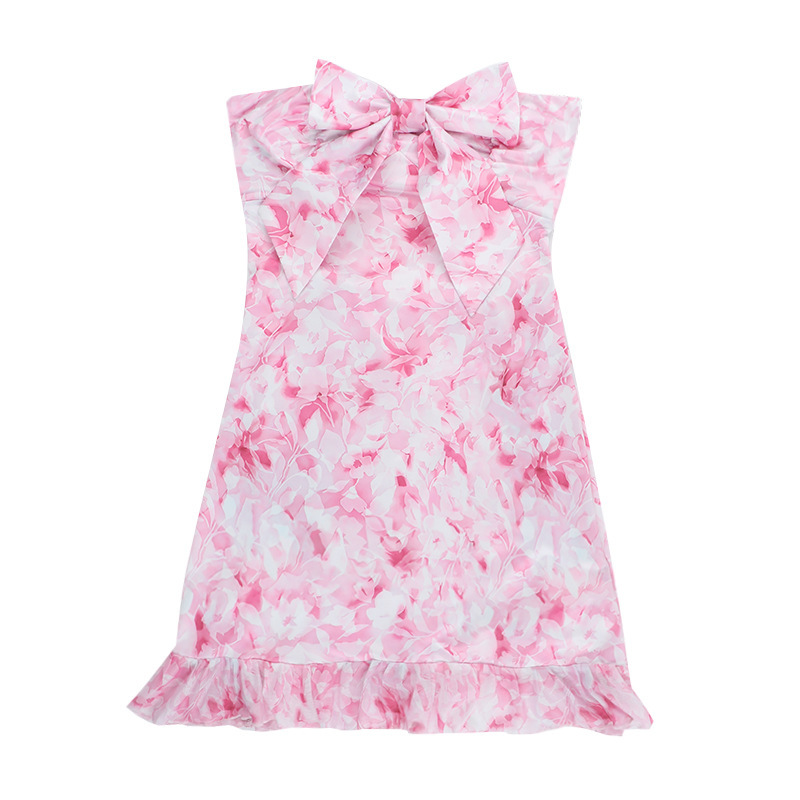 Floral Print Strapless Bow Tie Dress