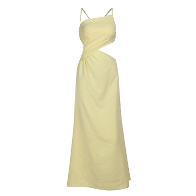 Sexy Vacation with Tie Straps  Backless Halter Dress  01