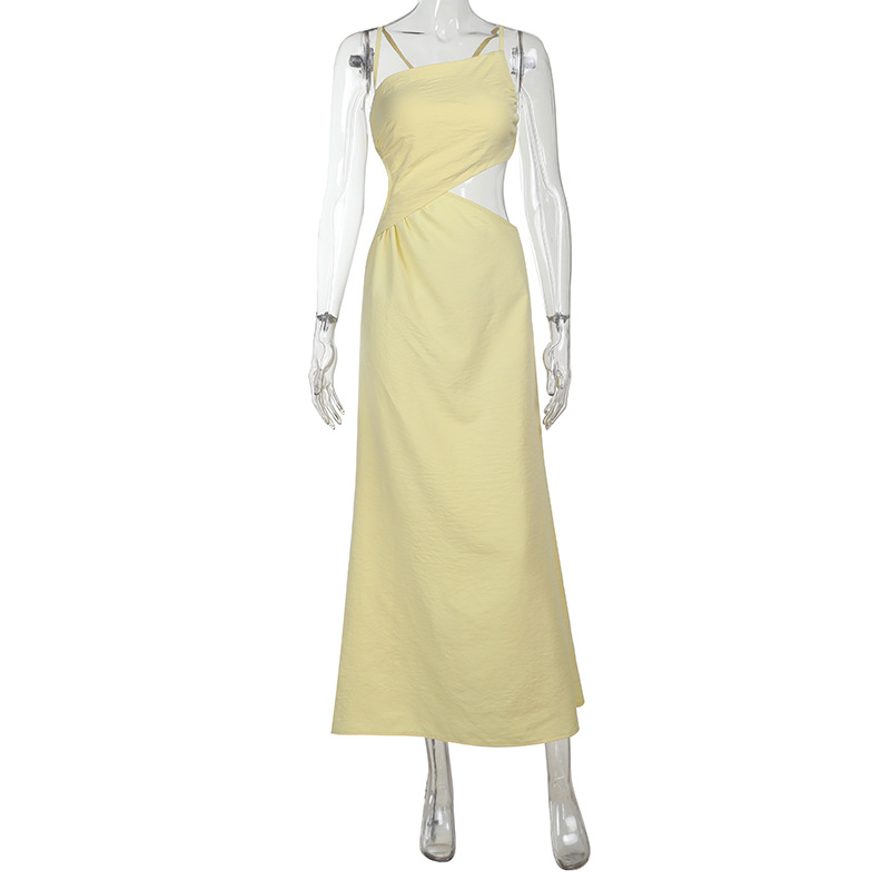 Sexy Vacation with Tie Straps  Backless Halter Dress 