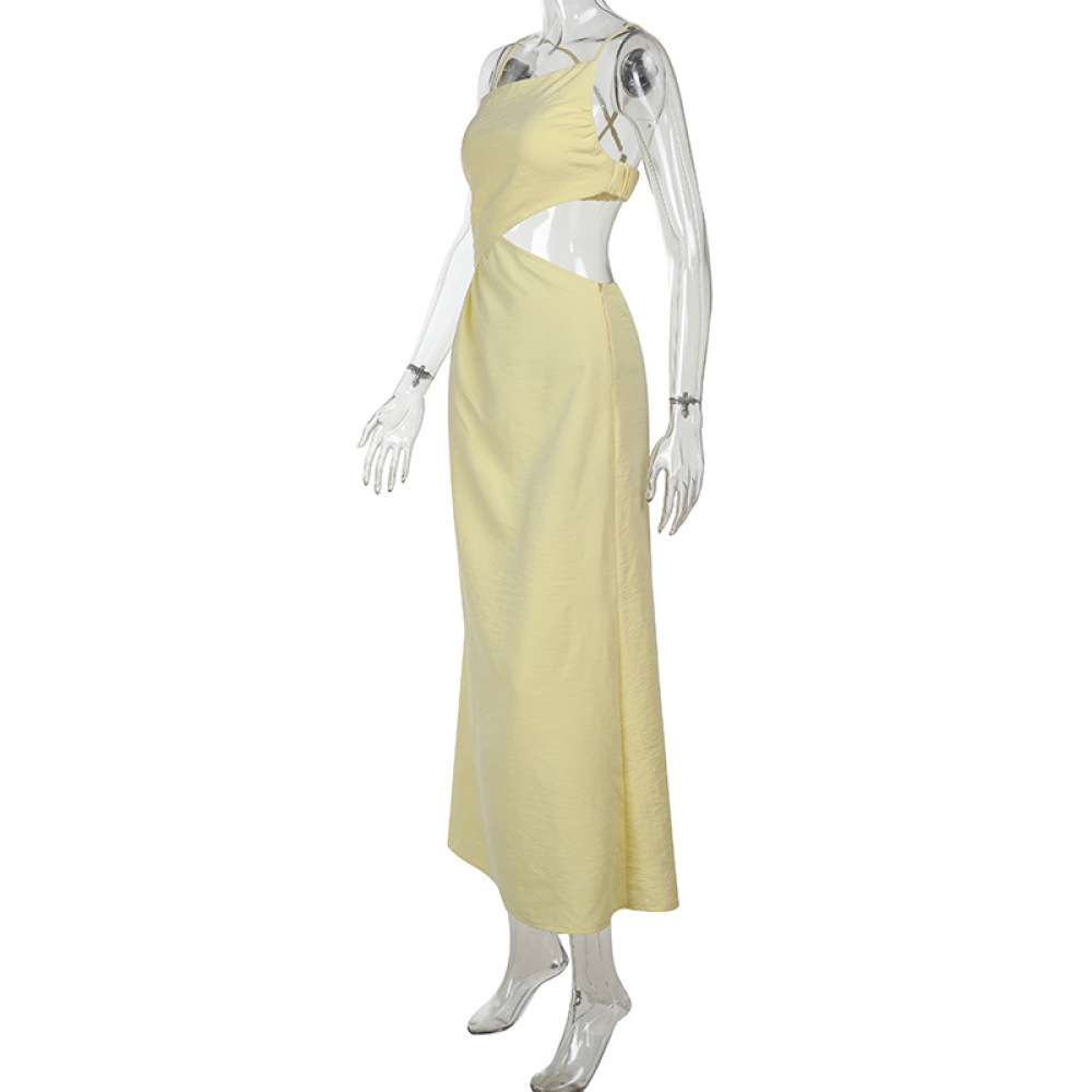 Sexy Vacation with Tie Straps  Backless Halter Dress 