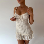  V-Neck Textured Cami French-Inspired Slim Fit Slip Dress