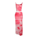 Sheer Floral Ruffle Two-Piece Set