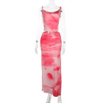 Sheer Floral Ruffle Two-Piece Set