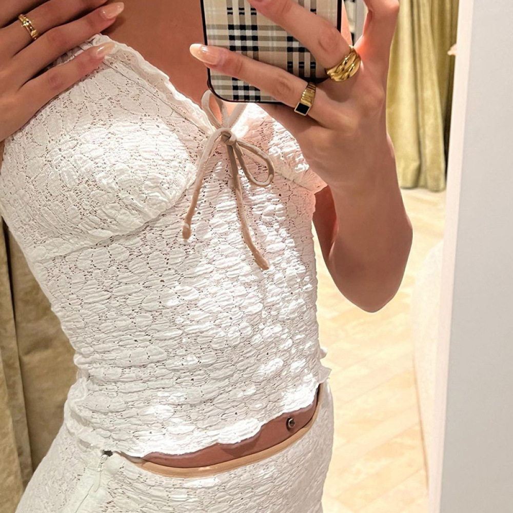 Sexy Casual Lace Camisole Top with Contrast Trim