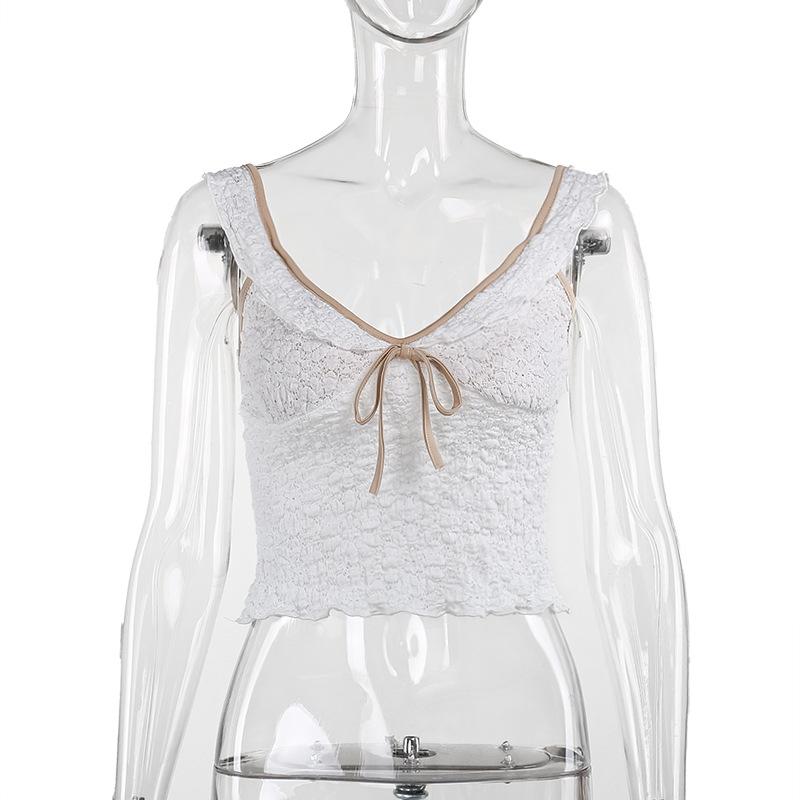 Sexy Casual Lace Camisole Top with Contrast Trim