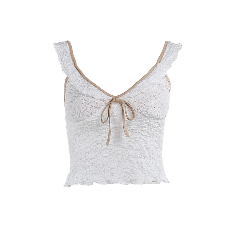 Sexy Casual Lace Camisole Top with Contrast Trim