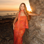 Off-Shoulder Tied Ribbon Chiffon Printed Maxi Dress