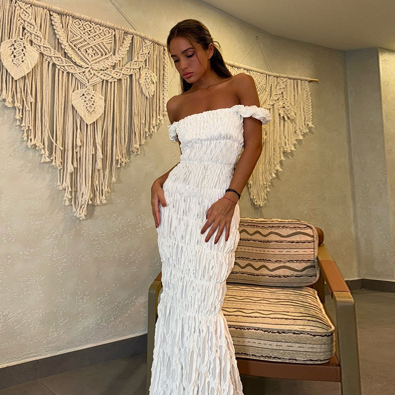 Western Style Ruched Slit Detail Tank Maxi Dress