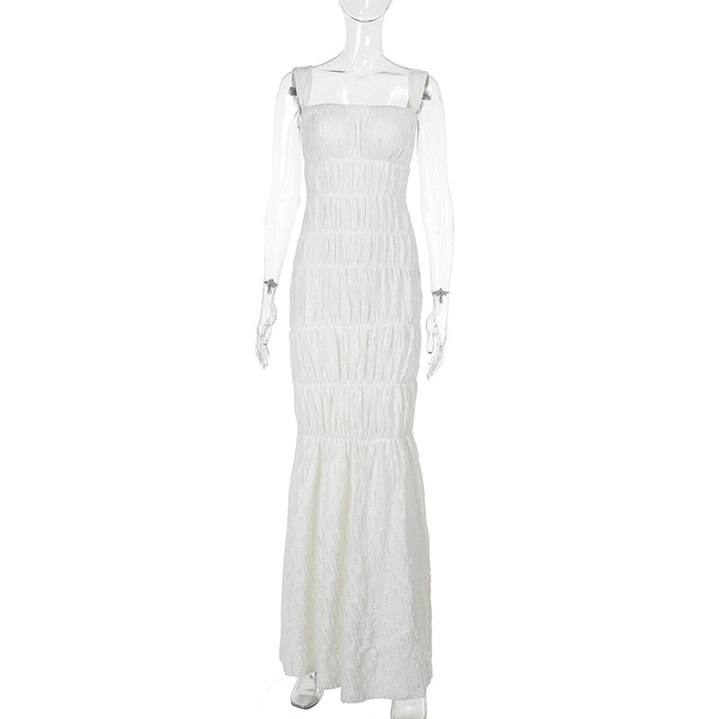 Western Style Ruched Slit Detail Tank Maxi Dress