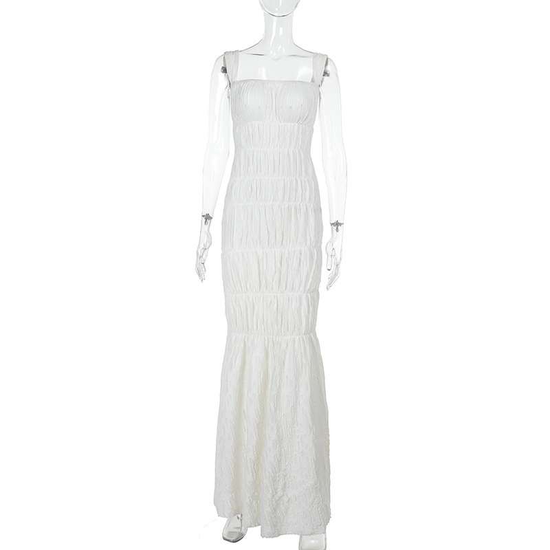 Western Style Ruched Slit Detail Tank Maxi Dress